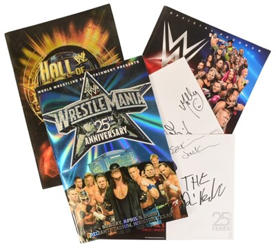 Lot 71 - WRESTLING - WRESTLEMANIA 25TH ANNIVERSARY SIGNED BROCHURE