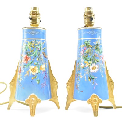 Lot 111 - PAIR OF 19TH CENTURY CONVERTED PORCELAIN VASES TO TABLE LAMPS