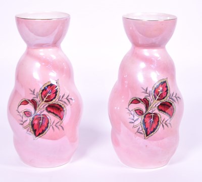 Lot 10 - MALING - 1930S ART DECO COLEUS PINK LUSTRE VASE PAIR