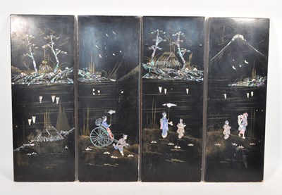 Lot 334 - FOUR 20TH CENTURY CHINESE ABALONE INLAID PANELS