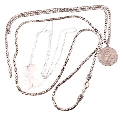 Lot 328 - THREE SILVER NECKLACES