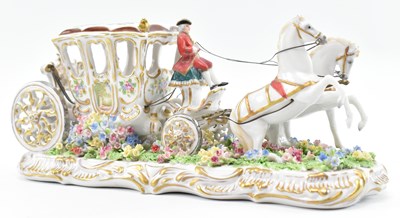 Lot 87 - LUIGI FABRIS - 20TH CENTURY PORCELAIN REGENCY STYLE GILT SCENE OF HORSE & CARRIAGE