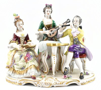 Lot 43 - 20TH CENTURY GILT PORCELAIN FIGURAL SCENE IN ROCOCO STYLE