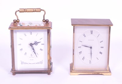 Lot 343 - GARRARD BRASS CASED CARRIAGE CLOCK & CARETTE ENAMEL SET CARRIAGE CLOCK