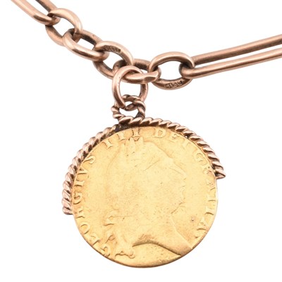 Lot 53 - MOUNTED 1794 SPADE GUINEA ON BAR LINK ALBERT CHAIN