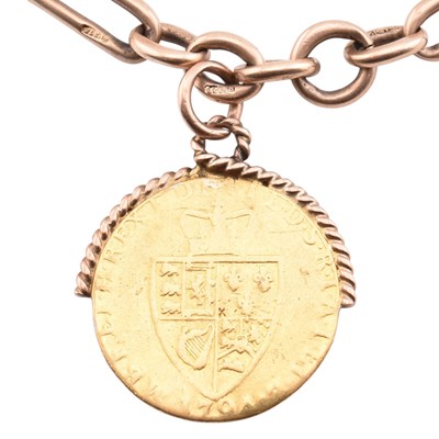 Lot 53 - MOUNTED 1794 SPADE GUINEA ON BAR LINK ALBERT CHAIN