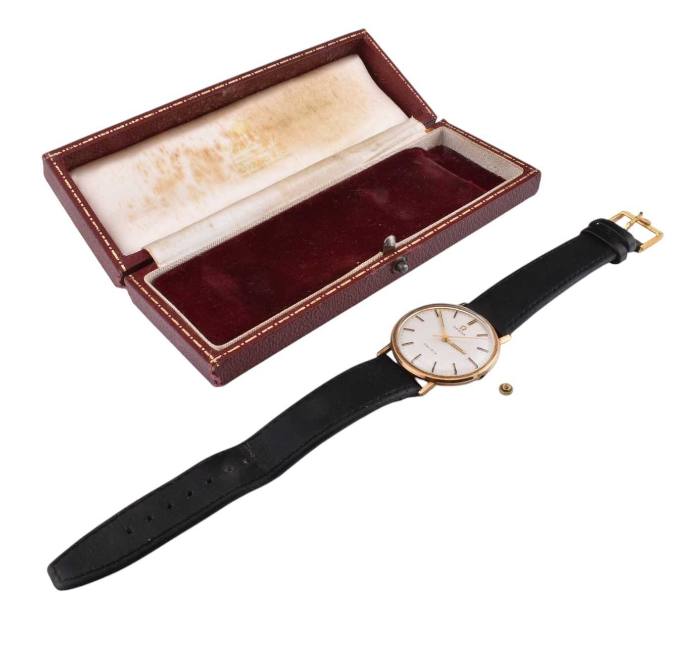 Lot 96 - HALLMARKED 9CT GOLD 1960S OMEGA GENEVE GENTLEMANS WRISTWATCH AF