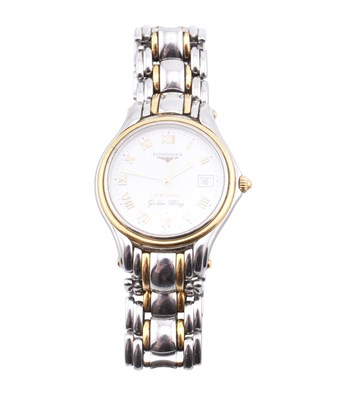 Lot 440 - LONGINES GOLDEN WING BI COLOUR STAINLESS STEEL WRISTWATCH