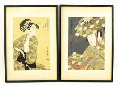 Lot 209 - KITAGAWA UTAMARO - TWO WOODBLOCK PRINTS 喜多川歌麿 版画