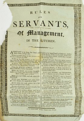 Lot 73 - TWO EARLY 19TH CENTURY ADVICE & RULES FOR SERVANTS POSTERS