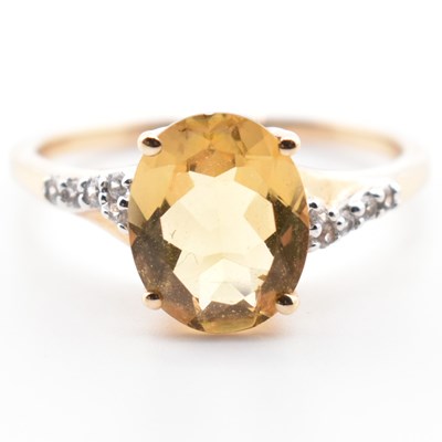 Lot 73 - HALLMARKED 9CT GOLD CITRINE & SPINEL RING