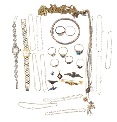 Lot 234 - COLLECTION OF SILVER WHITE METAL JEWELLERY & METAL WATCHES