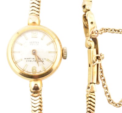 Lot 201 - HALLMARKED 9CT GOLD LADIES COCKTAIL WATCH & STRAP