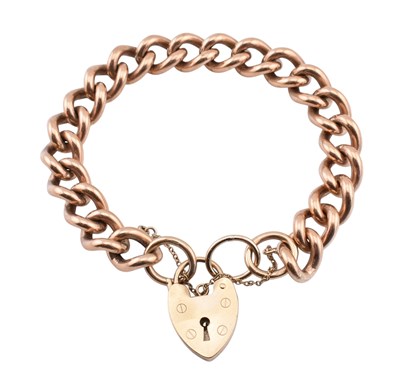 Lot 63 - HALLMARKED 9CT GOLD CURB LINK CHAIN PADLOCK BRACELET