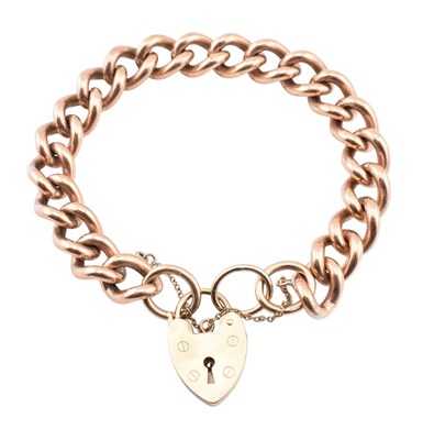 Lot 63 - HALLMARKED 9CT GOLD CURB LINK CHAIN PADLOCK BRACELET