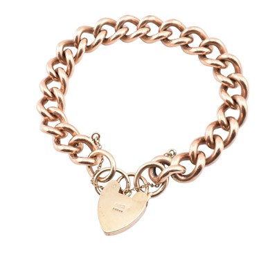 Lot 63 - HALLMARKED 9CT GOLD CURB LINK CHAIN PADLOCK BRACELET