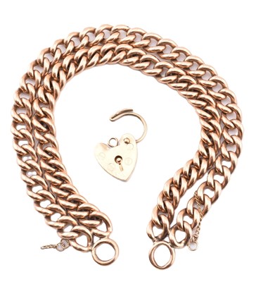 Lot 40 - HALLMARKED 9CT GOLD DOUBLE CHAIN BRACELET WITH HEART PADLOCK CLASP
