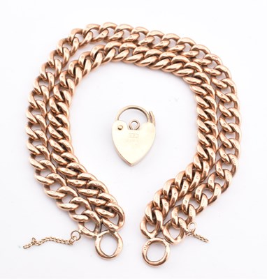 Lot 40 - HALLMARKED 9CT GOLD DOUBLE CHAIN BRACELET WITH HEART PADLOCK CLASP