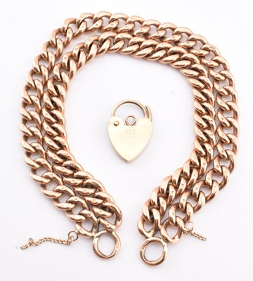 Lot 40 - HALLMARKED 9CT GOLD DOUBLE CHAIN BRACELET WITH HEART PADLOCK CLASP