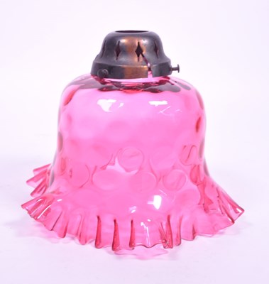 Lot 46 - LATE 19TH CENTURY VICTORIAN CRANBERRY GLASS LAMP LIGHT SHADE