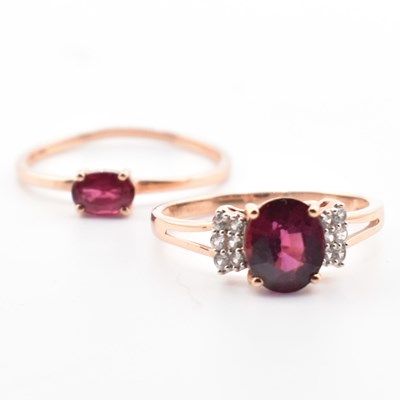 Lot 41 - TWO HALLMARKED 9CT ROSE GOLD & GEM SET RINGS