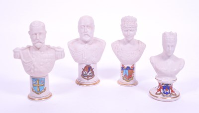 Lot 50 - FOUR EARLY 20TH CENTURY CRESTED CHINA PORELAIN ROYAL BUSTS