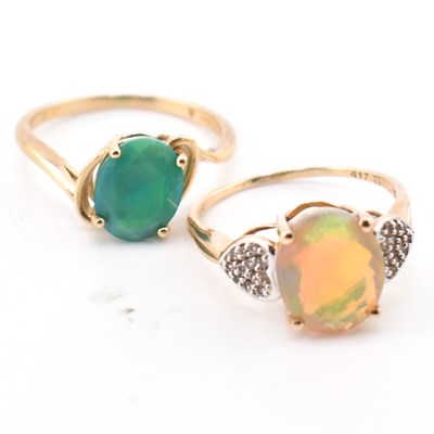 Lot 57 - TWO HALLMARKED 9CT GOLD & OPAL RINGS