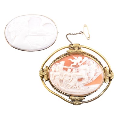 Lot 299 - TWO CARVED CAMEO BROOCH PINS