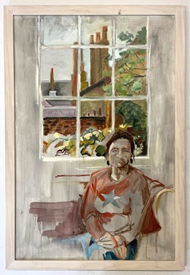 Lot 19 - ROBIN SYMES (1939-2023) - UTITLED PORTRAIT OF WOMAN BY THE WINDOW
