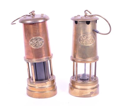 Lot 268 - TWO REPRODUCTION BRASS AND COPPER WELSH MINERS LAMPS