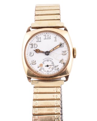 Lot 167 - EARLY 20TH CENTURY HALLMARKED 9CT GOLD LONGINES WRISTWATCH