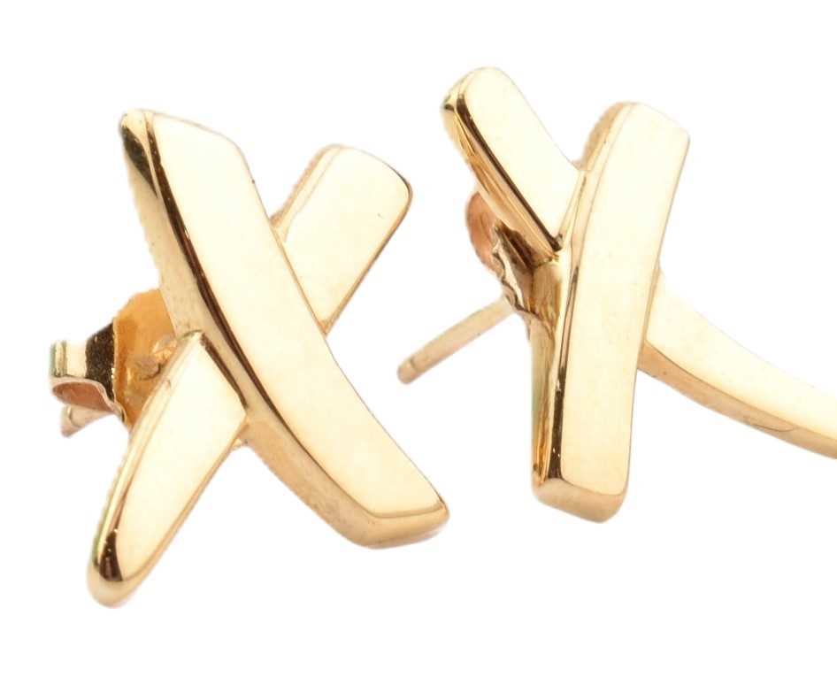 Lot 102 - TIFFANY & CO 18CT GOLD PALOMA'S GRAFFITI X EARRINGS