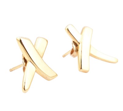 Lot 102 - TIFFANY & CO 18CT GOLD PALOMA'S GRAFFITI X EARRINGS
