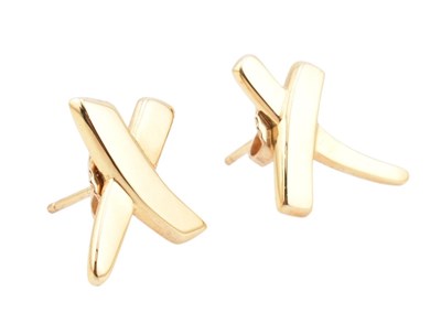 Lot 102 - TIFFANY & CO 18CT GOLD PALOMA'S GRAFFITI X EARRINGS