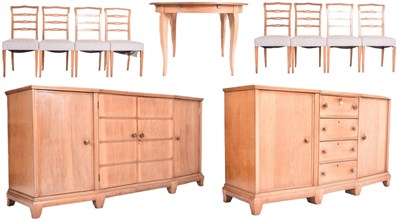 Lot 299 - THREE-PART ITALIAN DESIGNER 1936 CHERRY WOOD DINING SUITE