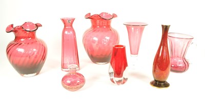 Lot 65 - COLLECTION OF EIGHT 20TH CENTURY CRANBERRY GLASS