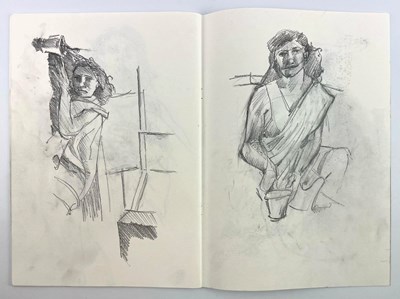 Lot 121 - ROBIN SYMES (1939-2023) - ART SKETCHBOOK WITH PENCIL DRAWINGS, 2010
