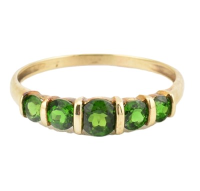 Lot 245 - 9CT GOLD & DIOPSIDE HALF HOOP RING