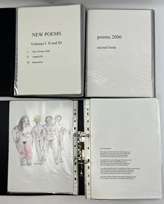 Lot 131 - ROBIN SYMES (1939-2023) - 3 FOLDERS WITH POEMS ACCOMPANIED BY DRAWINGS