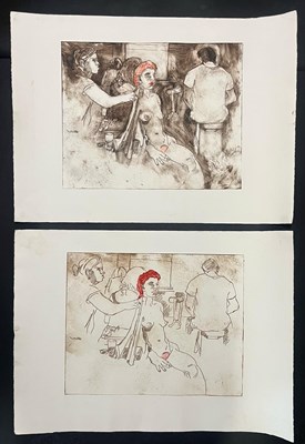 Lot 153 - ROBIN SYMES (1939-2023) - TWO ETCHINGS ON PAPER PAINTINGS