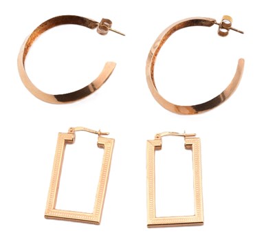 Lot 90 - TWO PAIRS OF HALLMARKED 9CT GOLD HOOP EARRINGS