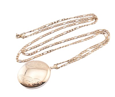 Lot 71 - HALLMARKED 9CT GOLD ENGRAVED LOCKET PENDANT NECKLACE
