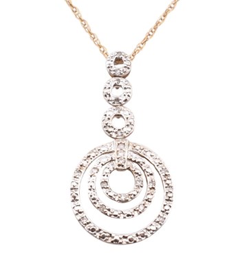 Lot 81 - HALLMARKED 9CT GOLD & DIAMOND LINE BRACELET & 9CT GOLD & DIAMOND PENDANT NECKLACE