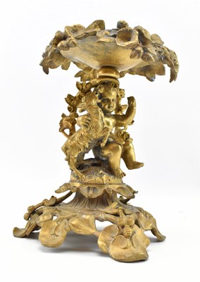 Lot 29 - 19TH CENTURY VICTORIAN ORMOLU CENTREPIECE DISH OF GOAT & CHERUB