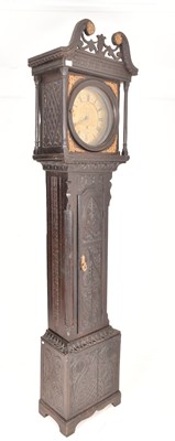 Lot 421 - 18TH CENTURY GEORGE II OAK LONGCASE CLOCK BY JOSEPH MONKHOUSE