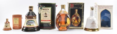 Lot 157 - BELL'S WHISKY - THREE BOXED COMMEMORATIVE BOTTLES OF WHISKY & A DIMPLE EXAMPLE