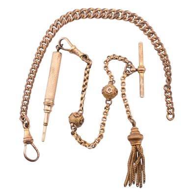 Lot 408 - GILT METAL PROPELLING PENCIL & WATCH CHAIN AF