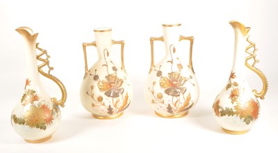Lot 74 - TWO PAIRS OF 20TH CENTURY CERAMIC HANDLED VASES