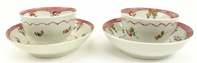 Lot 130 - TWO SETS OF 18TH CENTURY CHINESE TEACUPS & SAUCERS 十八世纪粉彩茶杯和碟子两组