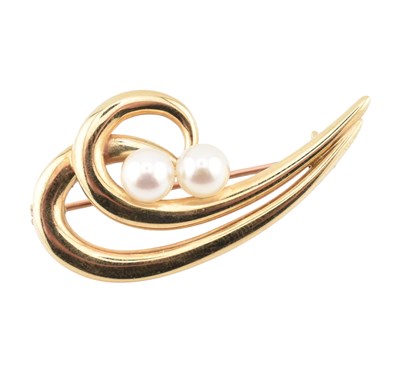 Lot 453 - HALLMARKED 9CT GOLD & PEARL BROOCH PIN